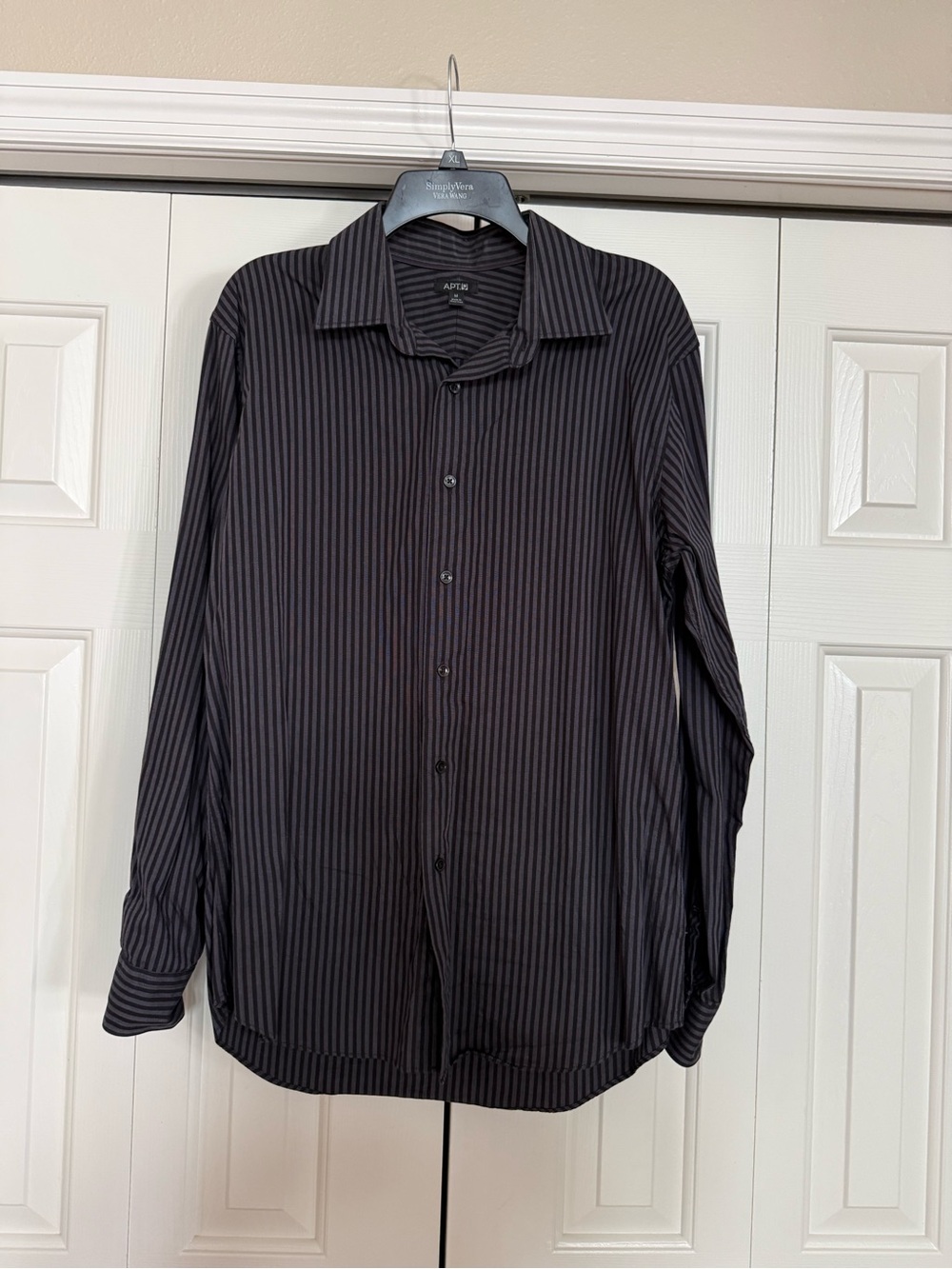 Apt. 9 Black with Dark Gray Pinstripe Dress Shirt